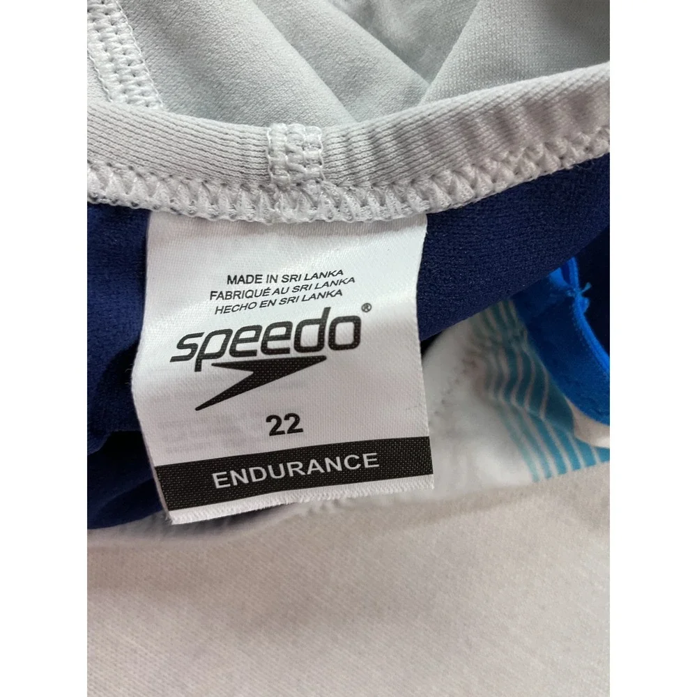 Speedo Kids Endurance+ Paradise One Piece Swimsuit White Blue Size 22 NWT
